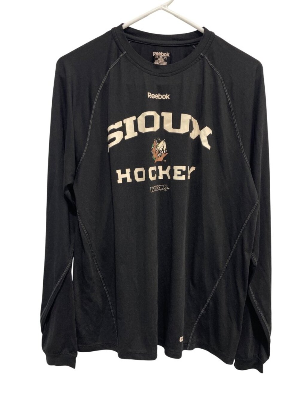 Reebok Sioux Hockey Shirt Small Long Sleeve Crewneck Athletic Fit Mens Apparel